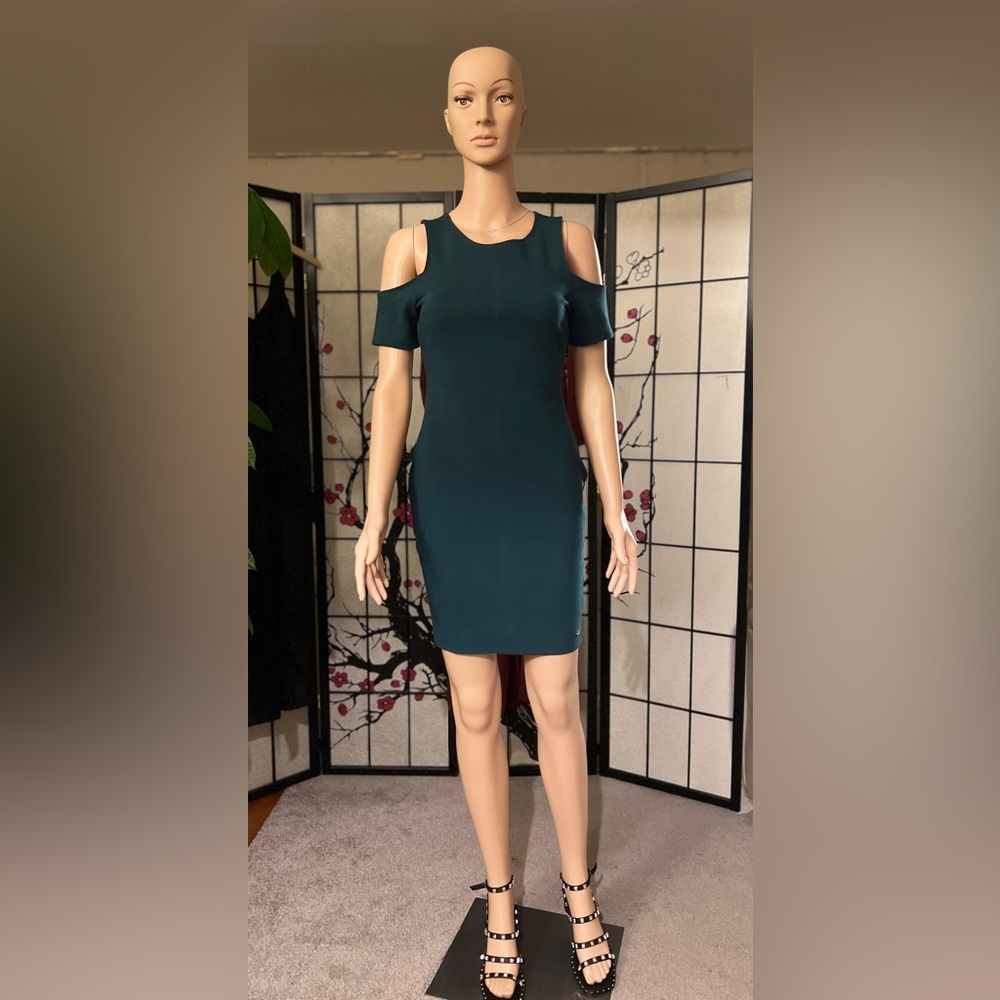 Guess Teal Cold Shoulder Dress (Small)